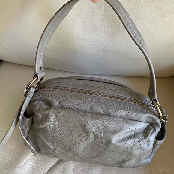 Coach Light Silver Grey Leather Satchel/Shoulder Bag - Picture 2 of 9
